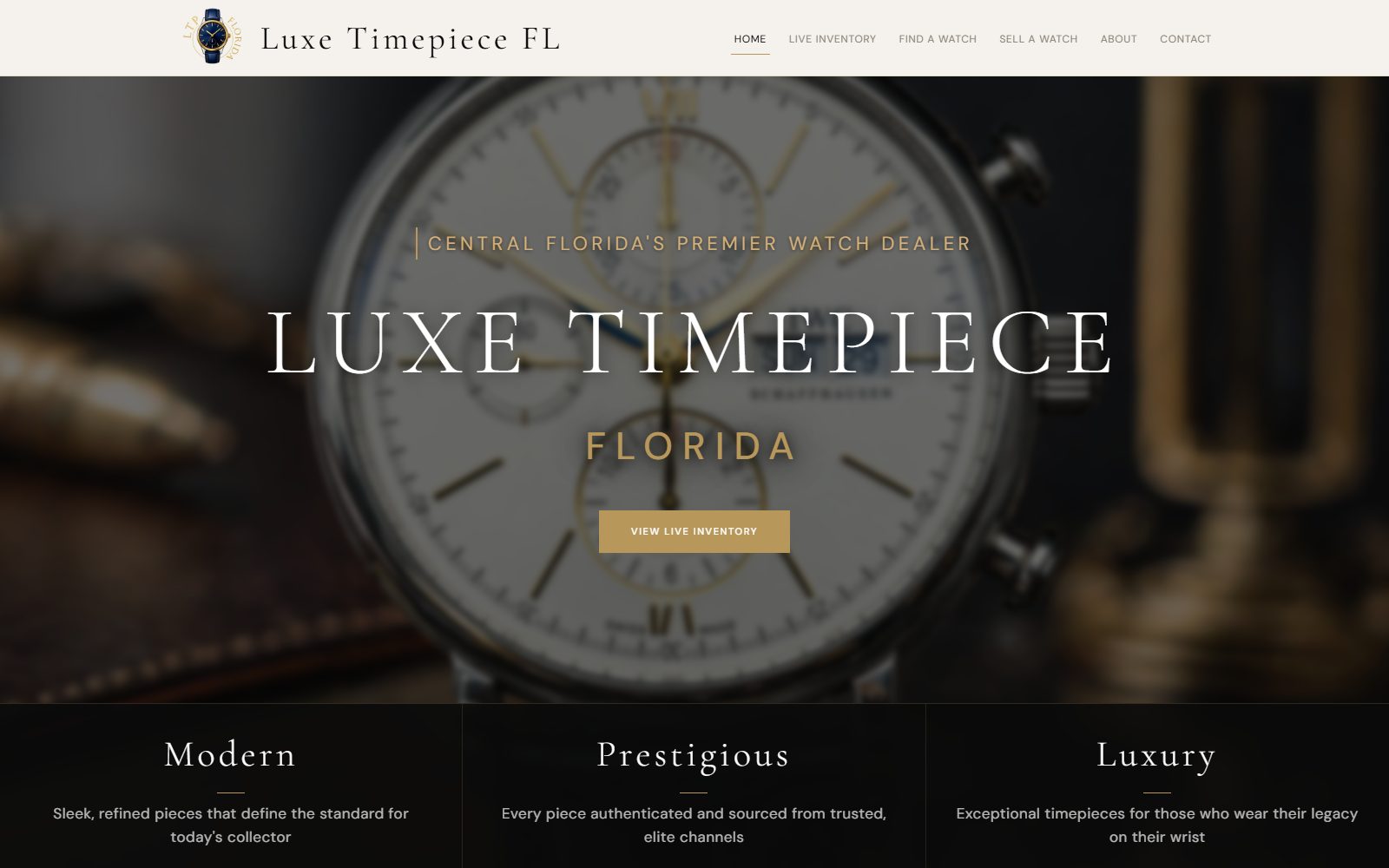 Luxe Timepiece FL website homepage