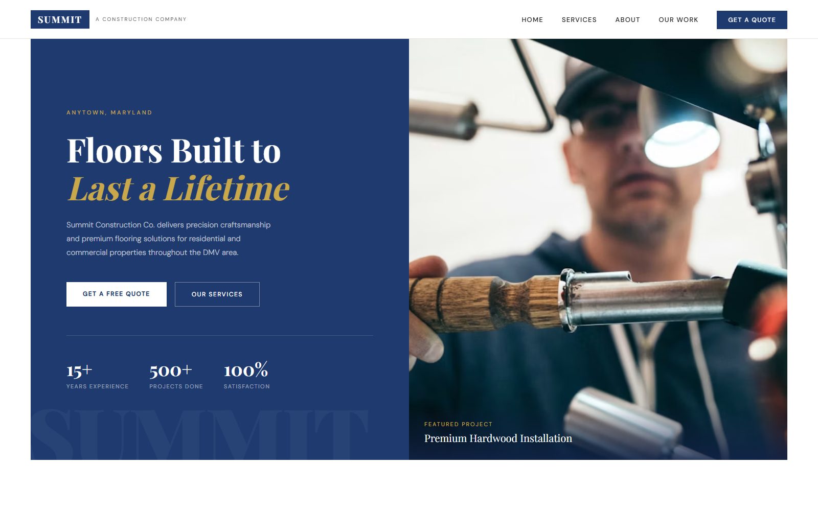 Summit Construction Co. website homepage